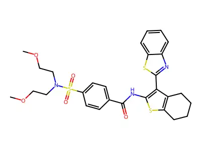 N-[3-(1,3-benzothiazol-2-yl)-4,5,6,7-tetrahydro-1-benzothiophen-2-yl]-4-[bis(2-methoxyethyl)sulfamoyl]benzamide structure