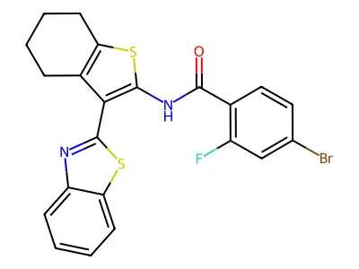 N-[3-(1,3-benzothiazol-2-yl)-4,5,6,7-tetrahydro-1-benzothiophen-2-yl]-4-bromo-2-fluorobenzamide structure