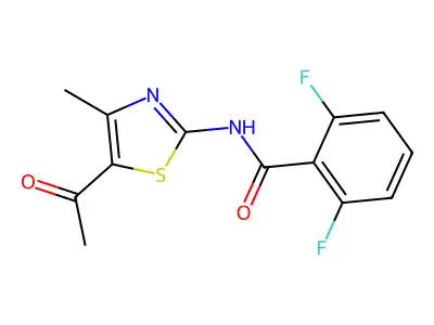 N-(5-acetyl-4-methyl-1,3-thiazol-2-yl)-2,6-difluorobenzamide structure