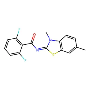 N-(3,6-dimethyl-1,3-benzothiazol-2-ylidene)-2,6-difluorobenzamide structure