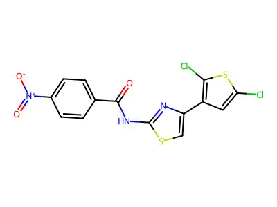 N-[4-(2,5-dichlorothiophen-3-yl)-1,3-thiazol-2-yl]-4-nitrobenzamide structure