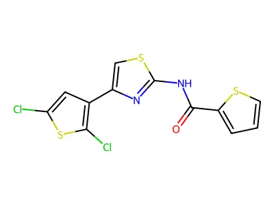 N-[4-(2,5-dichlorothiophen-3-yl)-1,3-thiazol-2-yl]thiophene-2-carboxamide structure