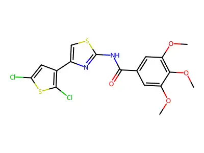 N-[4-(2,5-dichlorothiophen-3-yl)-1,3-thiazol-2-yl]-3,4,5-trimethoxybenzamide structure