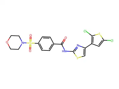 N-(4-(2,5-dichlorothiophen-3-yl)thiazol-2-yl)-4-(morpholinosulfonyl)benzamide structure