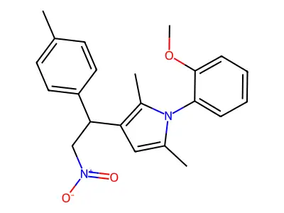 1-(2-Methoxyphenyl)-2,5-dimethyl-3-[1-(4-methylphenyl)-2-nitroethyl]pyrrole structure