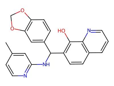 7-(Benzo[d][1,3]dioxol-5-yl((4-methylpyridin-2-yl)amino)methyl)quinolin-8-ol structure