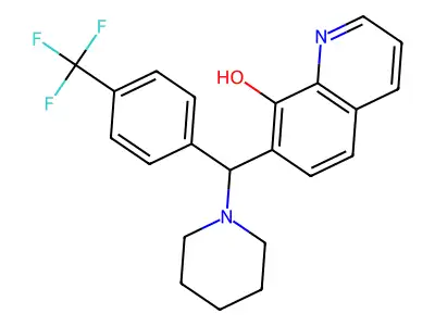 7-{Piperidyl[4-(trifluoromethyl)phenyl]methyl}quinolin-8-ol structure