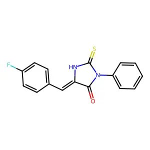 5-[(4-Fluorophenyl)methylidene]-3-phenyl-2-sulfanylideneimidazolidin-4-one structure
