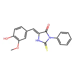 5-(4-Hydroxy-3-methoxybenzylidene)-2-mercapto-3-phenyl-3,5-dihydro-4H-imidazol-4-one structure