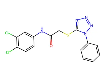 N-(3,4-dichlorophenyl)-2-[(1-phenyl-1H-tetrazol-5-yl)sulfanyl]acetamide structure