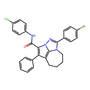 1-(4-bromophenyl)-N-(4-chlorophenyl)-4-phenyl-5,6,7,8-tetrahydro-2,2a,8a-triazacyclopenta[cd]azulene-3-carboxamide structure