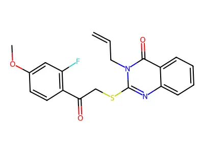 3-allyl-2-((2-(2-fluoro-4-methoxyphenyl)-2-oxoethyl)thio)quinazolin-4(3H)-one structure