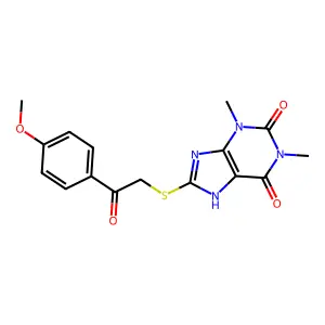 8-((2-(4-methoxyphenyl)-2-oxoethyl)thio)-1,3-dimethyl-1H-purine-2,6(3H,7H)-dione structure