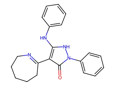 1-phenyl-3-(phenylamino)-4-(3,4,5,6-tetrahydro-2H-azepin-7-yl)-1H-pyrazol-5-ol structure