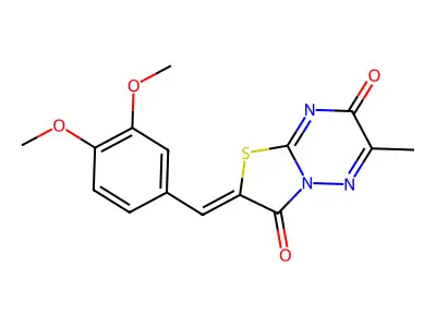 (2Z)-2-(3,4-dimethoxybenzylidene)-6-methyl-7H-[1,3]thiazolo[3,2-b][1,2,4]triazine-3,7(2H)-dione structure