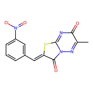 (2Z)-6-methyl-2-[(3-nitrophenyl)methylidene]-[1,3]thiazolo[3,2-b][1,2,4]triazine-3,7-dione structure