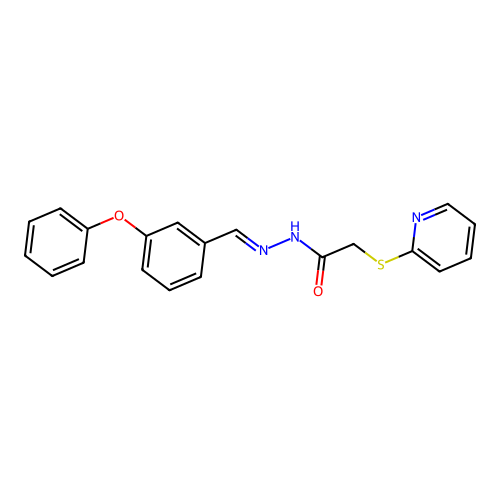 N-[(E)-(3-phenoxyphenyl)methylideneamino]-2-pyridin-2-ylsulfanylacetamide structure