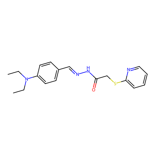 N-[(E)-[4-(diethylamino)phenyl]methylideneamino]-2-pyridin-2-ylsulfanylacetamide structure