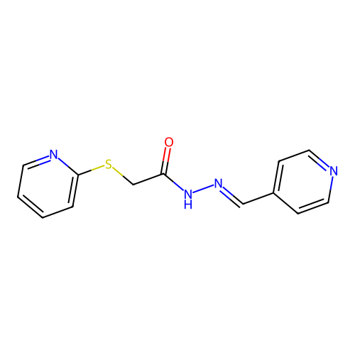N'-[(E)-pyridin-4-ylmethylidene]-2-(pyridin-2-ylsulfanyl)acetohydrazide structure