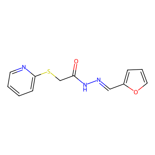 N'-[(E)-furan-2-ylmethylidene]-2-(pyridin-2-ylsulfanyl)acetohydrazide structure