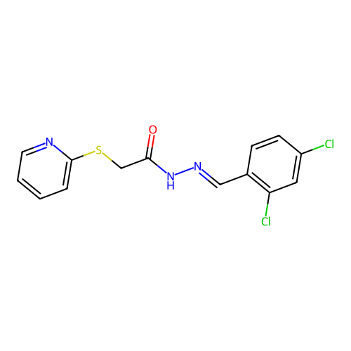 N-[(E)-(2,4-dichlorophenyl)methylideneamino]-2-pyridin-2-ylsulfanylacetamide structure