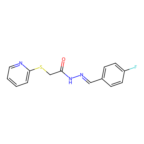 N'-[(E)-(4-fluorophenyl)methylidene]-2-(pyridin-2-ylsulfanyl)acetohydrazide structure