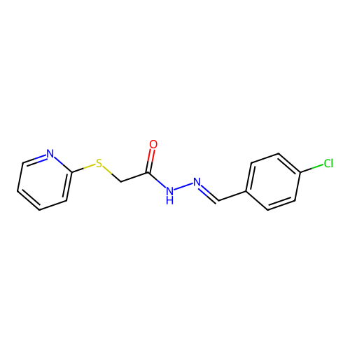 N'-[(E)-(4-chlorophenyl)methylidene]-2-(pyridin-2-ylsulfanyl)acetohydrazide structure