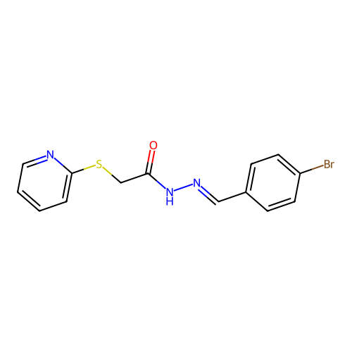N'-[(E)-(4-bromophenyl)methylidene]-2-(pyridin-2-ylsulfanyl)acetohydrazide structure