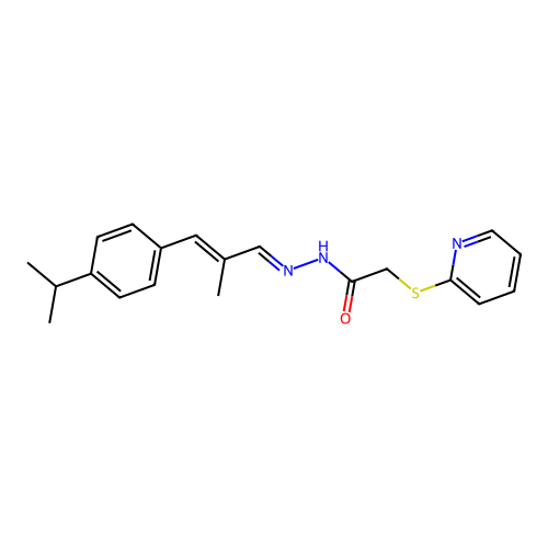 (E)-N'-((E)-3-(4-isopropylphenyl)-2-methylallylidene)-2-(pyridin-2-ylthio)acetohydrazide structure