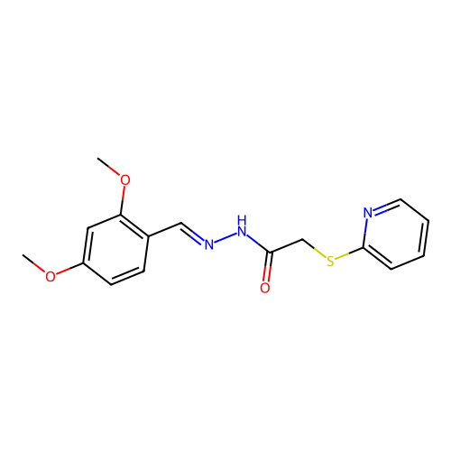 N'-[(E)-(2,4-dimethoxyphenyl)methylidene]-2-(pyridin-2-ylsulfanyl)acetohydrazide structure