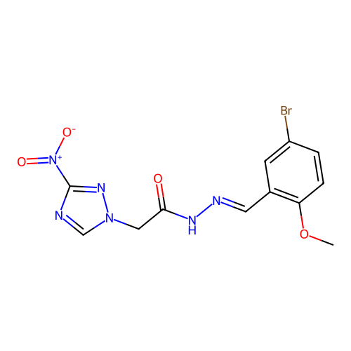 N'-(5-bromo-2-methoxybenzylidene)-2-{3-nitro-1H-1,2,4-triazol-1-yl}acetohydrazide structure