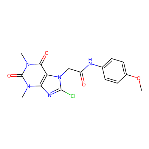 2-(8-chloro-1,3-dimethyl-2,6-dioxo-1,2,3,6-tetrahydro-7H-purin-7-yl)-N-(4-methoxyphenyl)acetamide structure