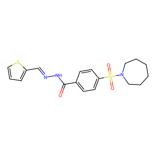 (E)-4-(azepan-1-ylsulfonyl)-N'-(thiophen-2-ylmethylene)benzohydrazide structure