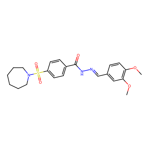 (E)-4-(azepan-1-ylsulfonyl)-N'-(3,4-dimethoxybenzylidene)benzohydrazide structure