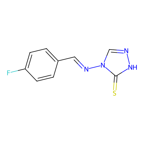 (E)-4-((4-fluorobenzylidene)amino)-4H-1,2,4-triazole-3-thiol structure
