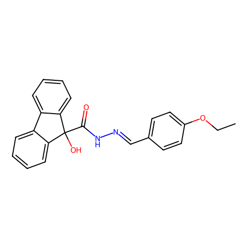 (E)-N'-(4-ethoxybenzylidene)-9-hydroxy-9H-fluorene-9-carbohydrazide structure