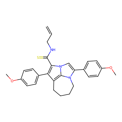 1,4-bis(4-methoxyphenyl)-N-(prop-2-en-1-yl)-5,6,7,8-tetrahydro-2a,4a-diazacyclopenta[cd]azulene-2-carbothioamide structure