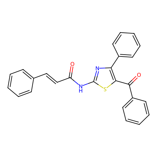 N-(5-benzoyl-4-phenylthiazol-2-yl)cinnamamide structure
