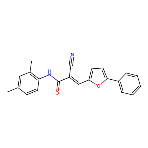 (E)-2-cyano-N-(2,4-dimethylphenyl)-3-(5-phenylfuran-2-yl)acrylamide structure