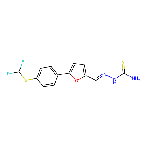 [(E)-[5-[4-(difluoromethylsulfanyl)phenyl]furan-2-yl]methylideneamino]thiourea structure