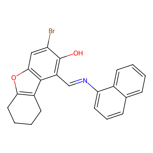 (1E)-3-bromo-1-[(naphthalen-1-ylamino)methylidene]-6,7,8,9-tetrahydrodibenzofuran-2-one structure