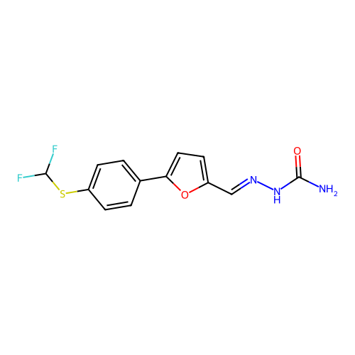 [(E)-[5-[4-(difluoromethylsulfanyl)phenyl]furan-2-yl]methylideneamino]urea structure