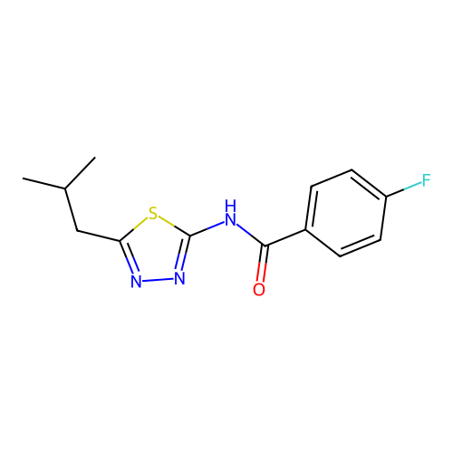 4-fluoro-N-[(2Z)-5-(2-methylpropyl)-1,3,4-thiadiazol-2(3H)-ylidene]benzamide structure