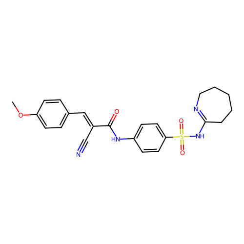 (E)-2-cyano-3-(4-methoxyphenyl)-N-[4-(3,4,5,6-tetrahydro-2H-azepin-7-ylsulfamoyl)phenyl]prop-2-enamide structure
