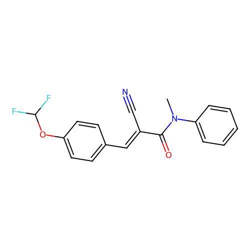 (E)-2-cyano-3-[4-(difluoromethoxy)phenyl]-N-methyl-N-phenylprop-2-enamide structure