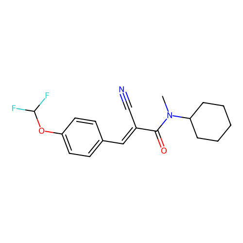 2-cyano-N-cyclohexyl-3-[4-(difluoromethoxy)phenyl]-N-methylprop-2-enamide structure