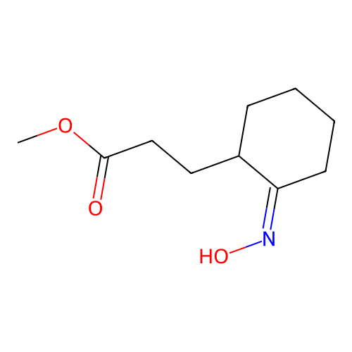 (Z)-methyl 3-(2-(hydroxyimino)cyclohexyl)propanoate structure