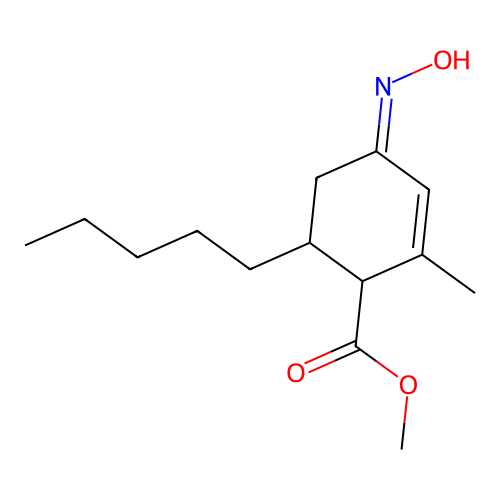 (Z)-methyl 4-(hydroxyimino)-2-methyl-6-pentylcyclohex-2-enecarboxylate structure