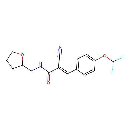 2-cyano-3-[4-(difluoromethoxy)phenyl]-N-[(oxolan-2-yl)methyl]prop-2-enamide structure