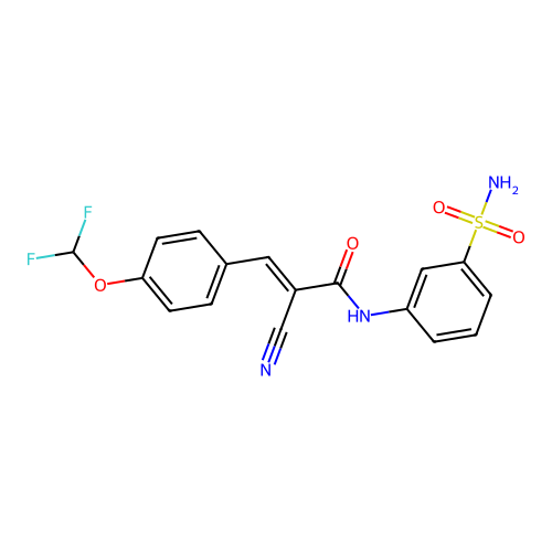 2-cyano-3-[4-(difluoromethoxy)phenyl]-N-(3-sulfamoylphenyl)prop-2-enamide structure